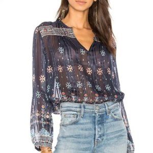 Joie Sendoa Metallic Silk Blouse Size XS